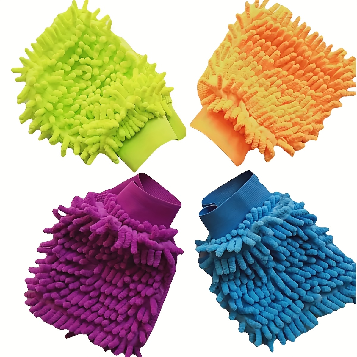 a pair of versatile chenille cleaning gloves that are absorbent and dust resistant featuring plush on   ideal for washing cars cleaning glass and household chores Product details 3