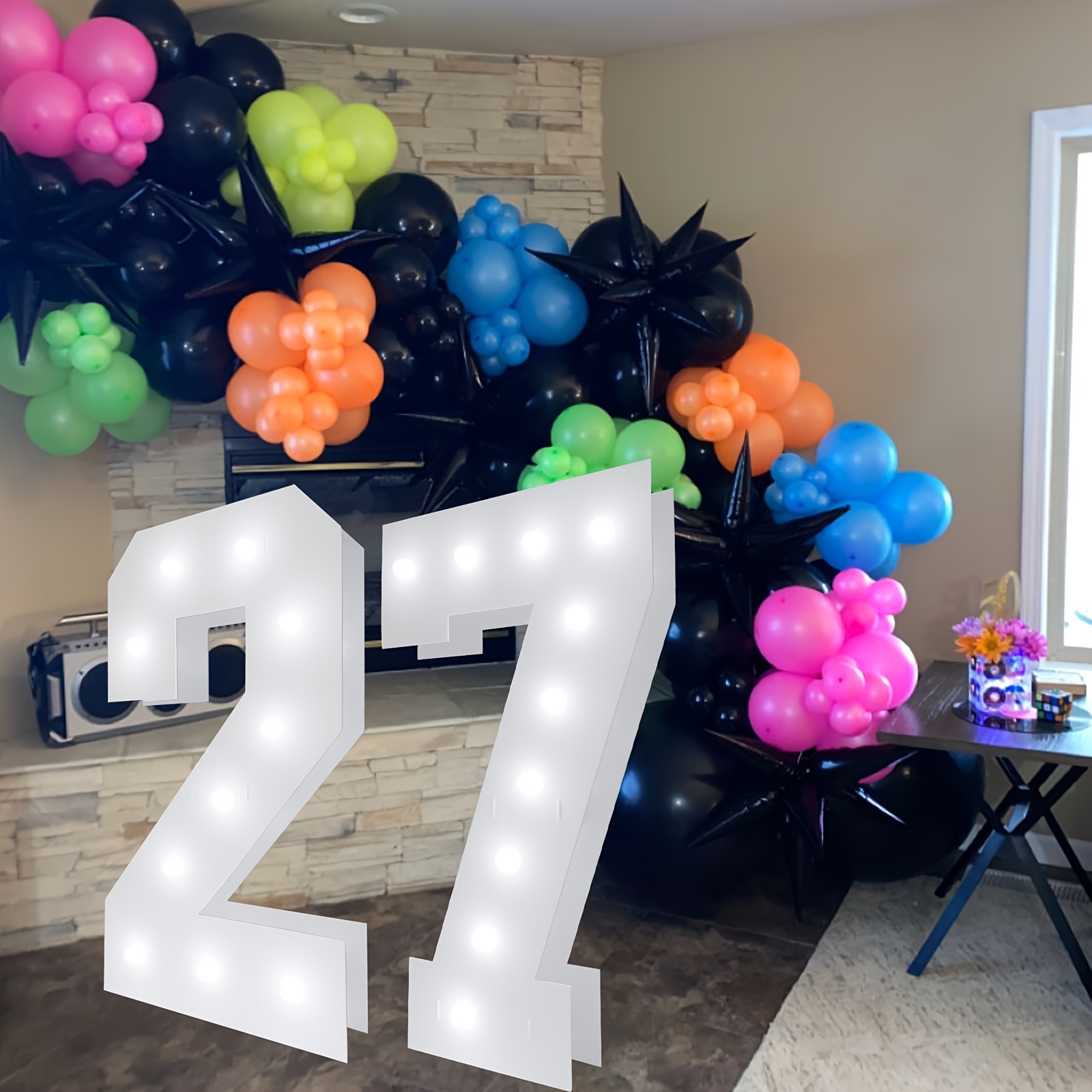 1pc, 4FT/48in/122cm Marquee Light Up Numbers, Party Decoration Large Marquee Light Up Letters, White Marquee Numbers For Birthday Party Wedding Anniversary Decorations, 0-9 Mosaic Cool White Glowing Numbers Frame