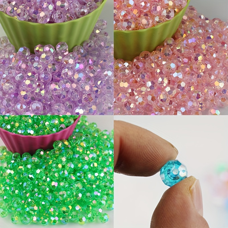 

200pcs/bag Diameter 10mm Hole Diameter 2mm Faceted Beads Ab Color Acrylic Transparent Beads Loose Beads For Diy Handmade Beading Bag Knitting Jewelry Making
