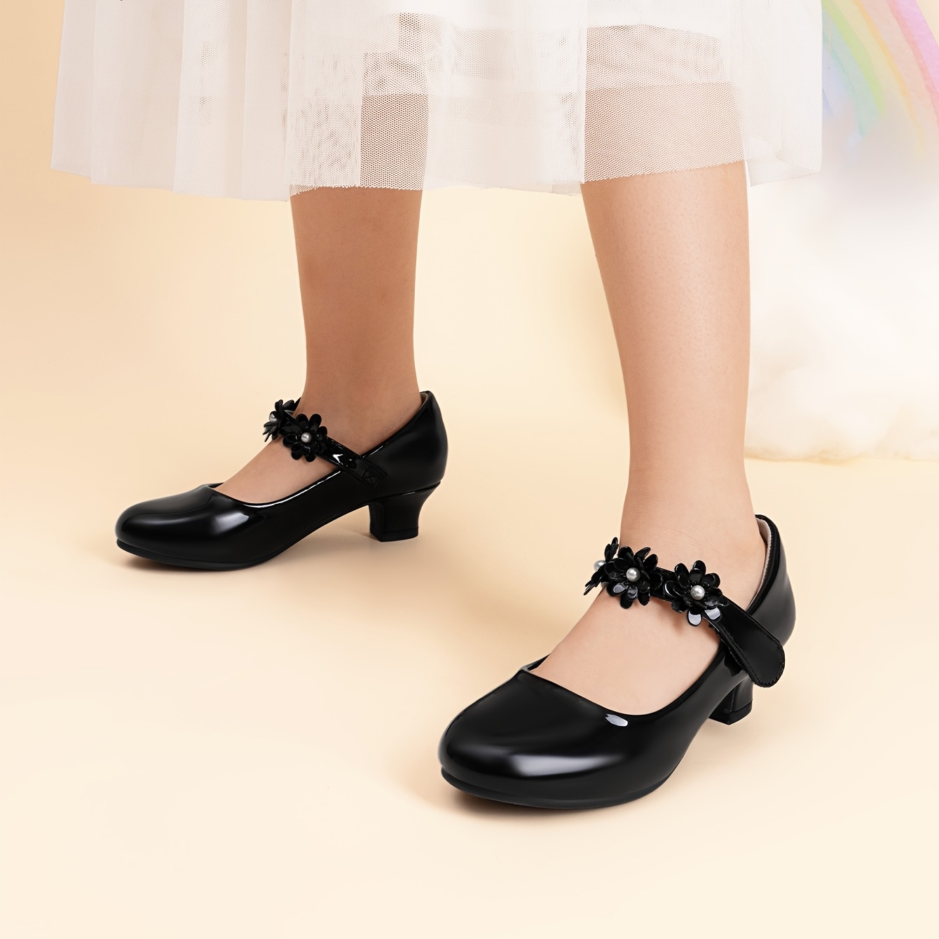 girls black dress shoes sold on Temu United States