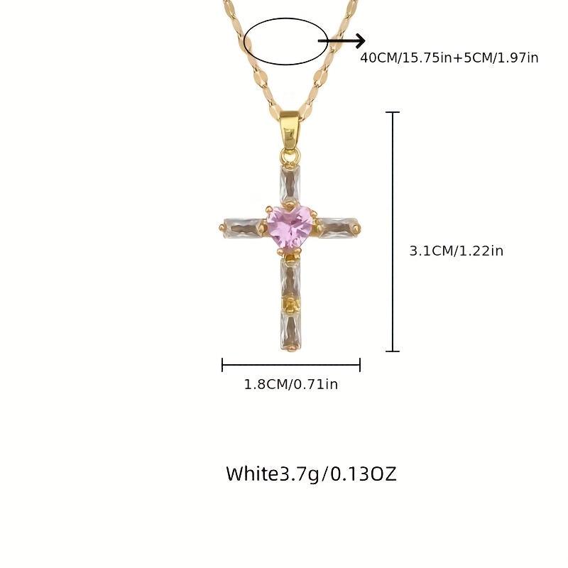 Light Luxury Cross Heart Pendant Necklace, Everyday Wear
