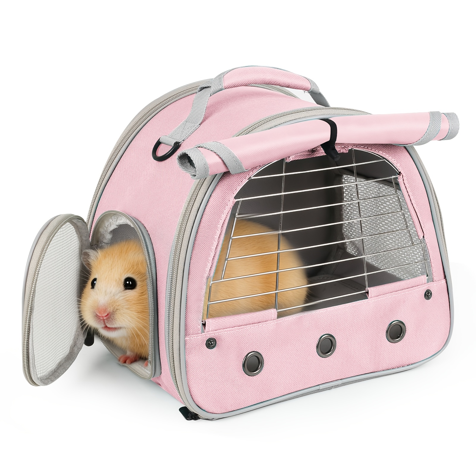 Portable Travel Bag for Small Animals with Metal Window