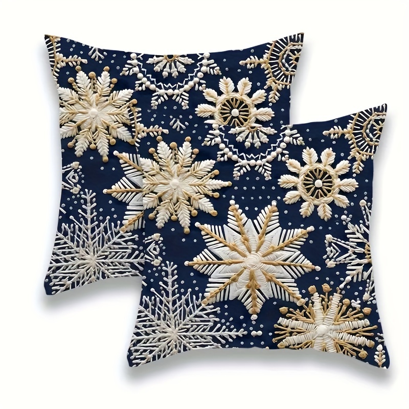 

2pcs Christmas Cushion Covers, 18x18 , Printed And , , , Opening, Polyester, Sofa And Bedding Decoration, No Lining