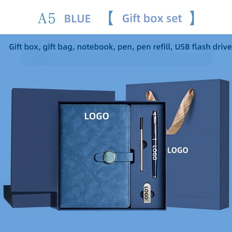Custom A5 Faux Leather Password Notebook Gift Set