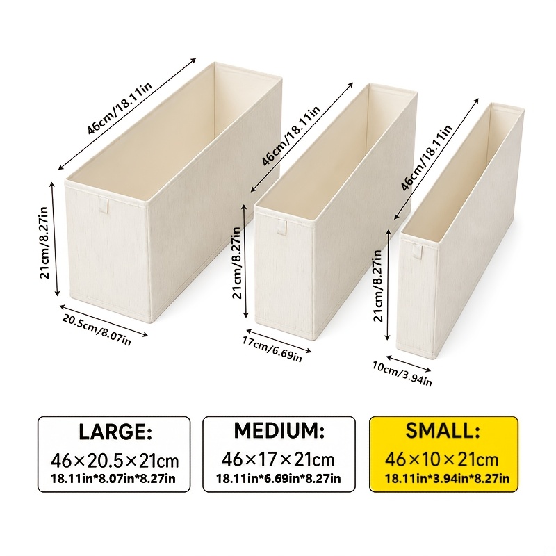 TEMU Boîte de rangement pour vêtements de garde-robe, 3 tailles de boîtes de rangement pliables en tissu, convient aux séparateurs de tiroirs de