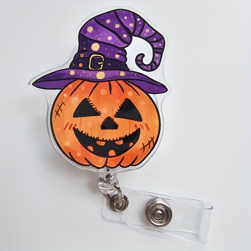 

Halloween Pumpkin Badge Reel Holder With Swivel Alligator Clip - Acrylic Retractable Id Badge Holder For Nurses, Students, Doctors, Teachers - 1 Piece