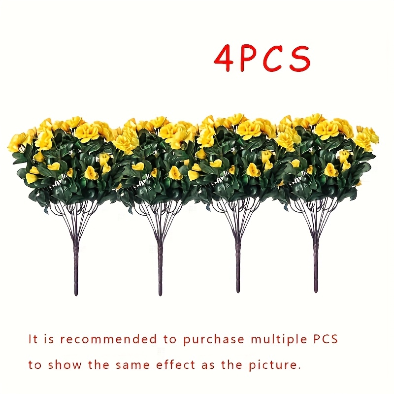 4pcs lifelike camellia artificial flowers uv resistant fabric bouquet for outdoor and indoor decoration   planters   patios   gardens yards no container required artificial outdoor flowers