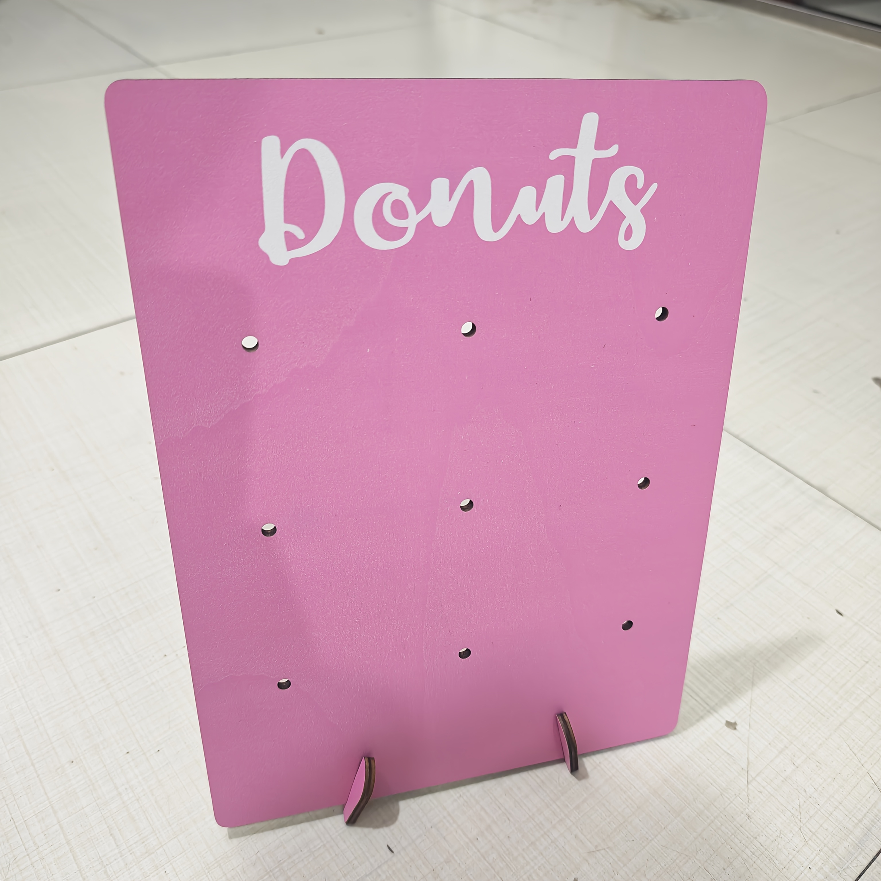 Image of Party Doughnut Stand, Tabletop Doughnut Wall Rack, Earring Storage Rack, Key Storage Rack, Reusable Wooden Doughnut Pegboard, Suitable For Shower, Bridal Shower, Birthday Wedding, Can 9 Hanging Items
