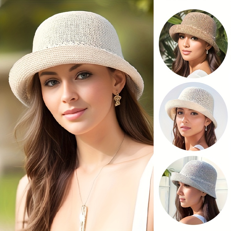 Bucket Hats for Women,Lace Pearl Bucket Hat Spring Summer Elegant Mesh  Hollow Out Fisherman Hat for Girl Fashion Suns