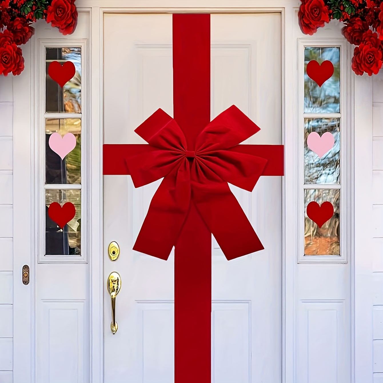 1pc/set, Large Red Bow Door Hanger, Valentine's Day Decor, Door And Cabinet Decoration, Decoration