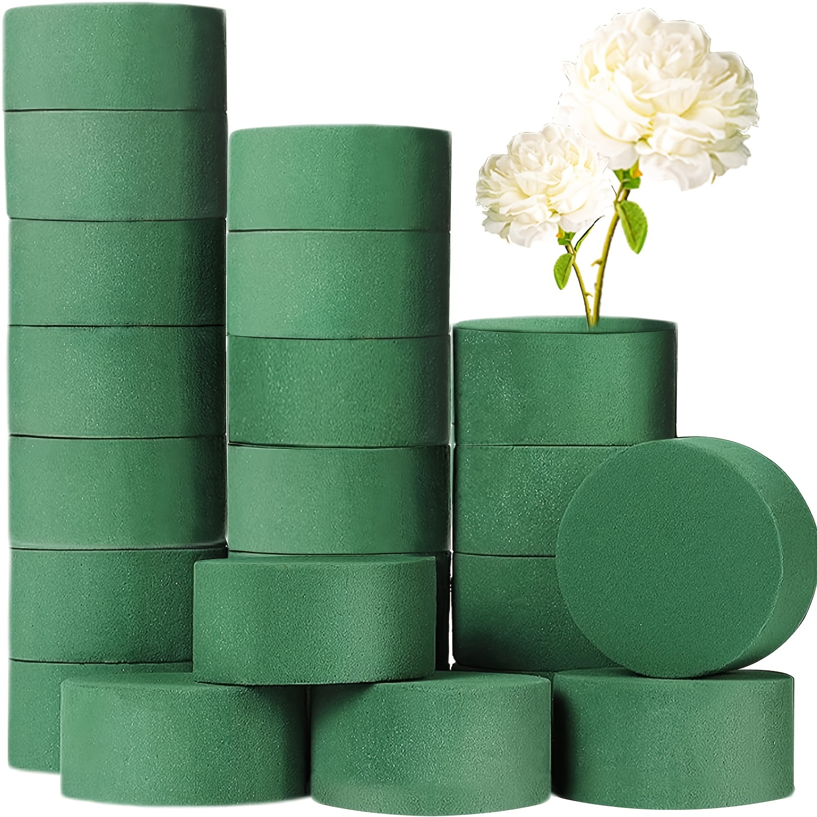 

20pcs de Mousse Florale Verte, Ronds de 3" - Idéaux pour Fleurs Fraîches & en Soie, Décorations de Mariage, Artistiques & Arrangements de Fête