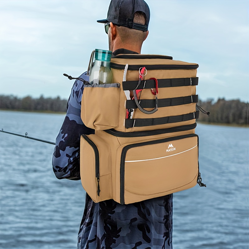 [Fishing | Resistant] Resistant Fishing Backpack | Fishing Tackle Box Bag with Rod Holders & Cooler | Gear Gifts for Men, Valentine's Day gift
