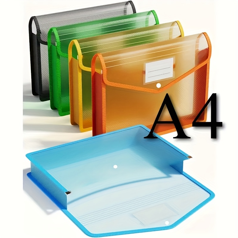E-shop 5er-Pack Mehrfarbige Transparente Plastik Expander Aktenordner mit Schnappverschluss - Große Kapazität Aufbewahrungsorganizer für Quittungen,