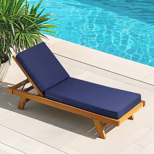 outdoor furniture chaise lounge cushion high density foam soft and comfortable lounger cushion for patio lawn beach pool resort waterproof and fade resistant lounge deck chair cushion 72x21x3 inches navy blue