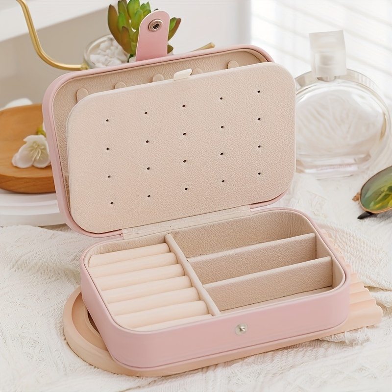 TEMU Portable Double-layer Jewelry Box For Storing Earrings, Rings, Bracelets, And Necklaces; Valentine's Day, Birthdays, And Holiday Gifts.