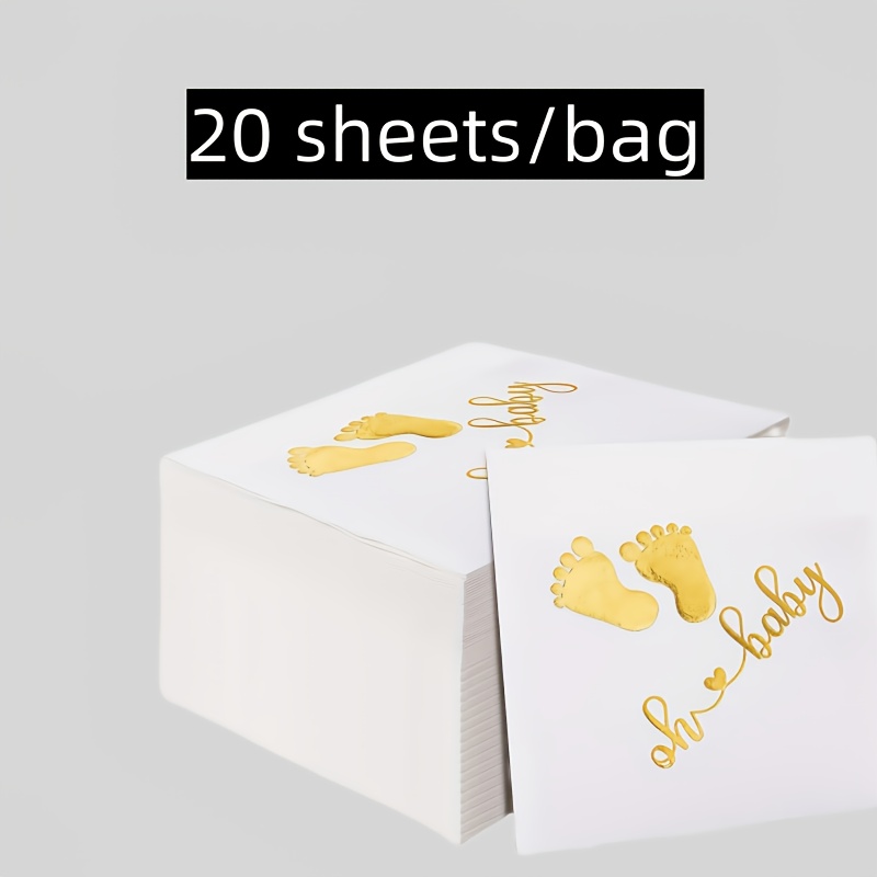 E-shop Blatt (1 Packung), Heißgeprägte Servietten mit kleinem -Muster - 2 Schichten, geeignet zur Dekoration von Duschthemenpartys, zur Gestaltung der