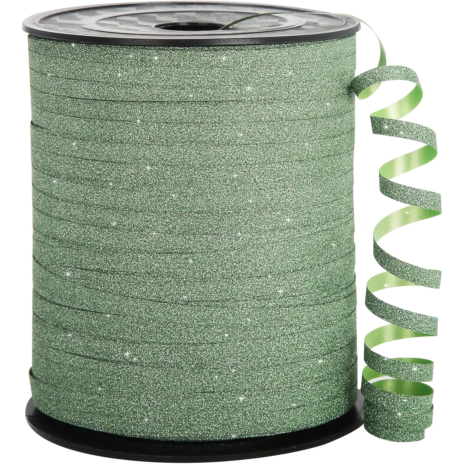 

500 Yards Of Sparkling Green Glitter Curling Ribbon - Metallic For Gift Wrapping, Balloons, 's Day & Floral Arrangements, Polyester Material, Christmas Ribbon