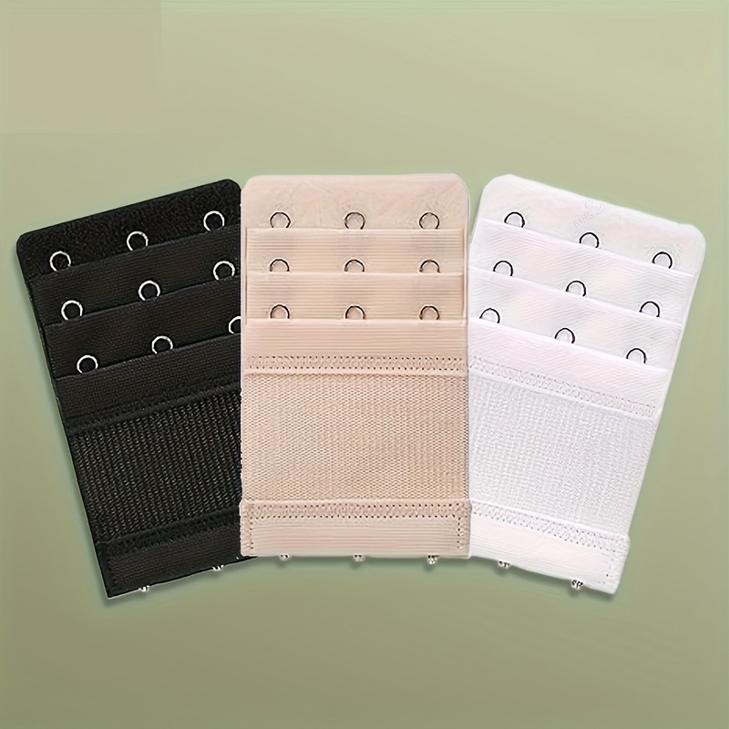 3-pack Stainless Steel Bra Extenders For Women - -fit Elastic Underwire Adjusters, Knit Polyester Fabric, Solid Accessories