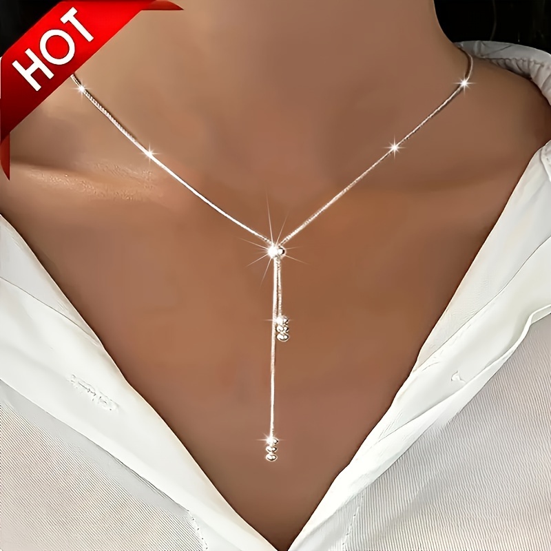 

Elegant Y-shape Necklace For Women - Adjustable Bead Slider, , & Vacation Wear, Ideal Christmas Gift