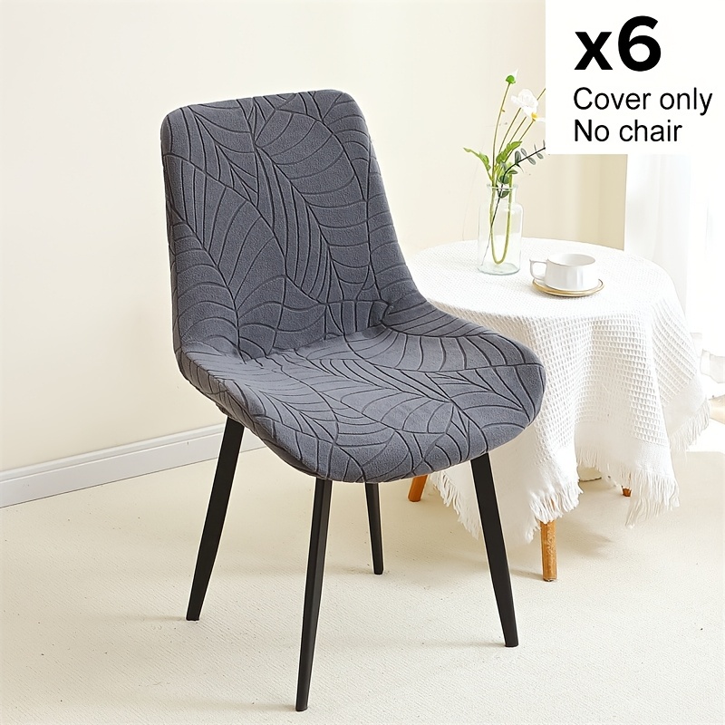 E-shop 2/6 Stk. Stretch-Blatt gebürstete Jacquard-Stuhlhussen mit gewölbtem, konkavem Rücken für Esszimmerstühle in Hotel Zuhause