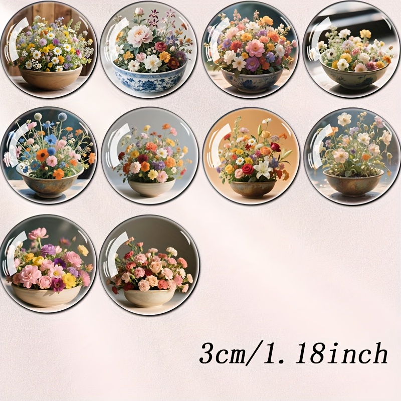 TEMU 10pcs Flowers In Large 3d Relief Glass Fridge Magnets Fridge Magnets Kitchen Office And Home Decoration Whiteboard Storage Cabinet Cabinet And