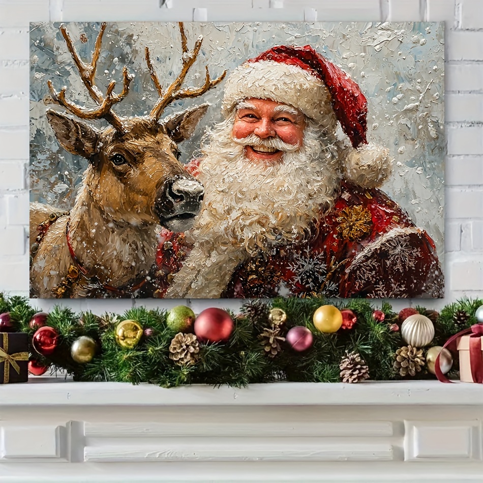 

Christmas And New And Elk Wooden Painting For Decoration, & , Decor, , Ready To