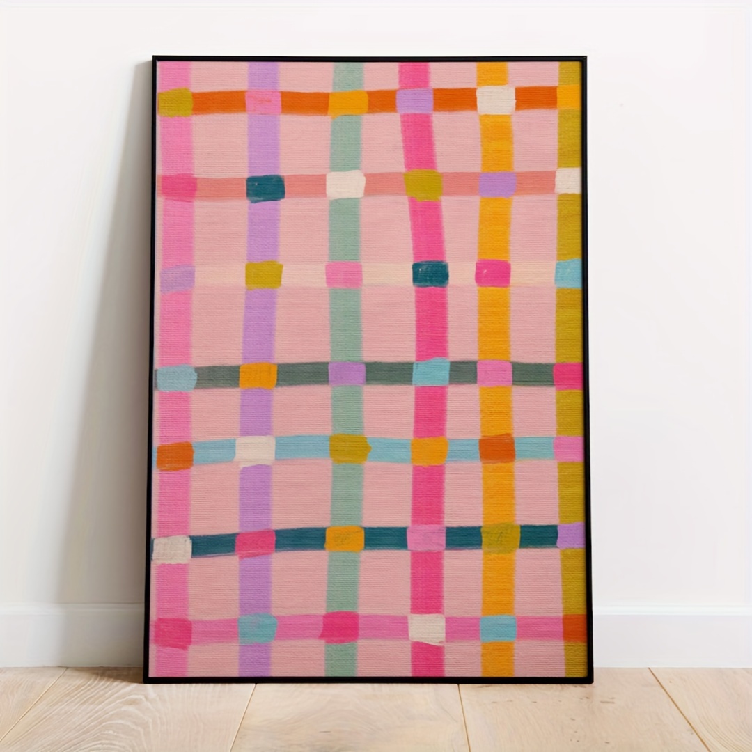 

Colorful Abstract Grid Canvas Print - Frameless Wall Art For Living Room, Bedroom, Kitchen | Perfect Mother's Day Gift