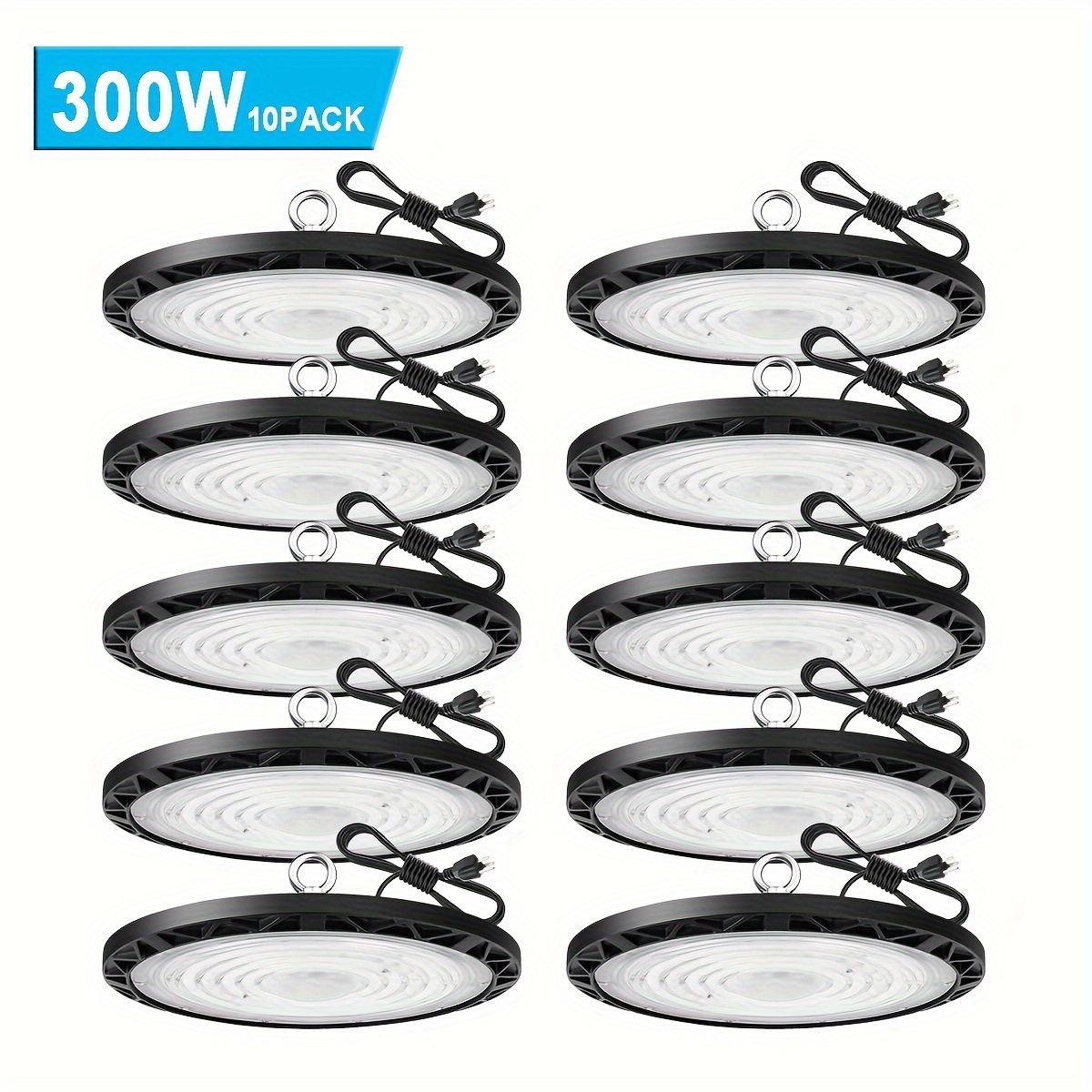 

10 Pack 300w Ufo Led High , 90-277v, 300 , Led Commercial Lighting Fixtures, For Industrial Warehouse Workshop Garage Shop Factory, Cold White 6000k