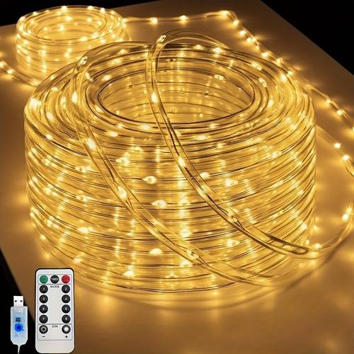 led rørslynge, rørslyng, fe lys rør, dekorativt lys, usb , fjernbetjening, 8 lysindstillinger, forbedrer atmosfæren til etræ, fest, , karneval, bryllup, jubilæum, fødselsdag og mere