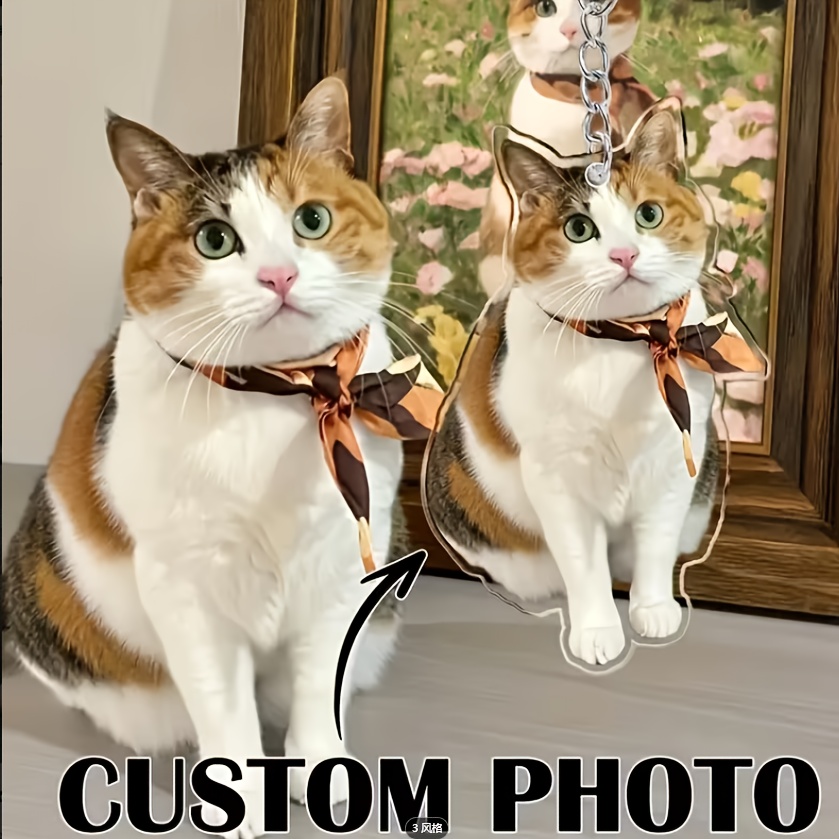 TEMU Porte-clés Photo Personnalisé 2D Plat - Cadeau Unique pour des Chiens, Souvenir Précieux pour Adorés | Cadeau Photo Personnalisé pour Animaux