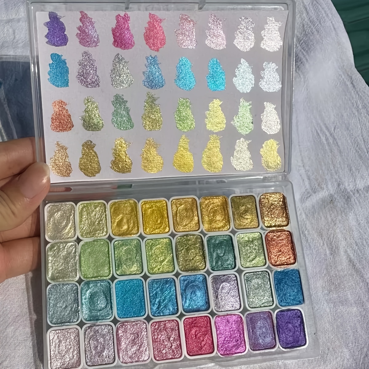 Image of 32color Pearl Watercolor Pigment, Solid Packaging For Traditional Chinese Painting, Calligraphy, Color Paintingr Professional Art Use