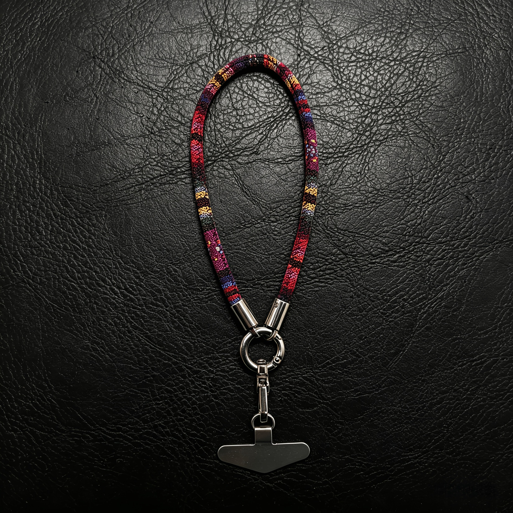 TEMU 1pc Cordón para teléfono de tela tejida multicolor estilo bohemio, pulsera de cadena anti-pérdida, estilo universal para colgante de bolso que ,