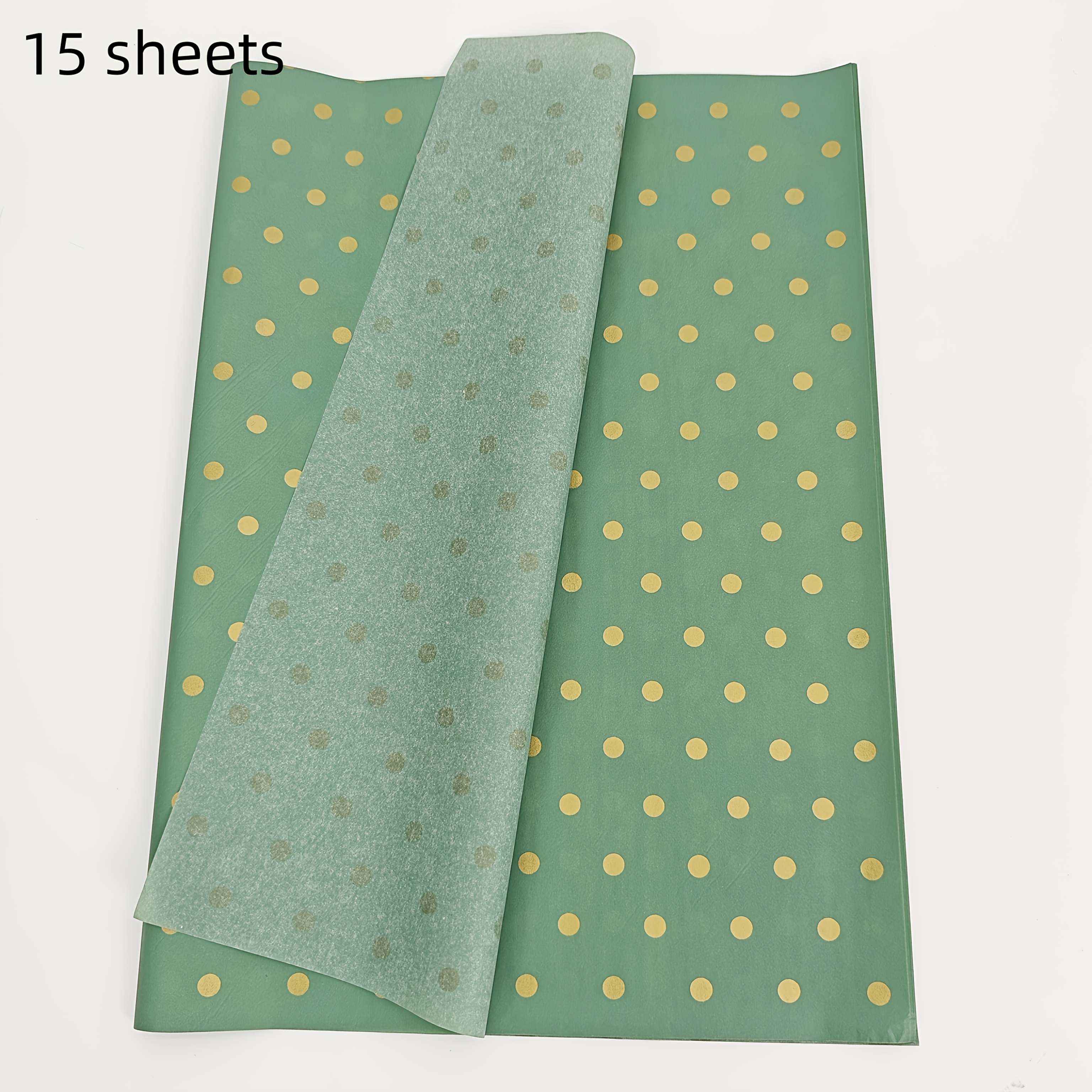 Thin Paper With Green And Golden Dot Patterns, 20 X 14 Inch Gift Wrapping Paper, Suitable For Wedding, Christmas, Birthday Gift Packaging, Bouquet Packaging, Gift Bag Filling, And Party Gifts