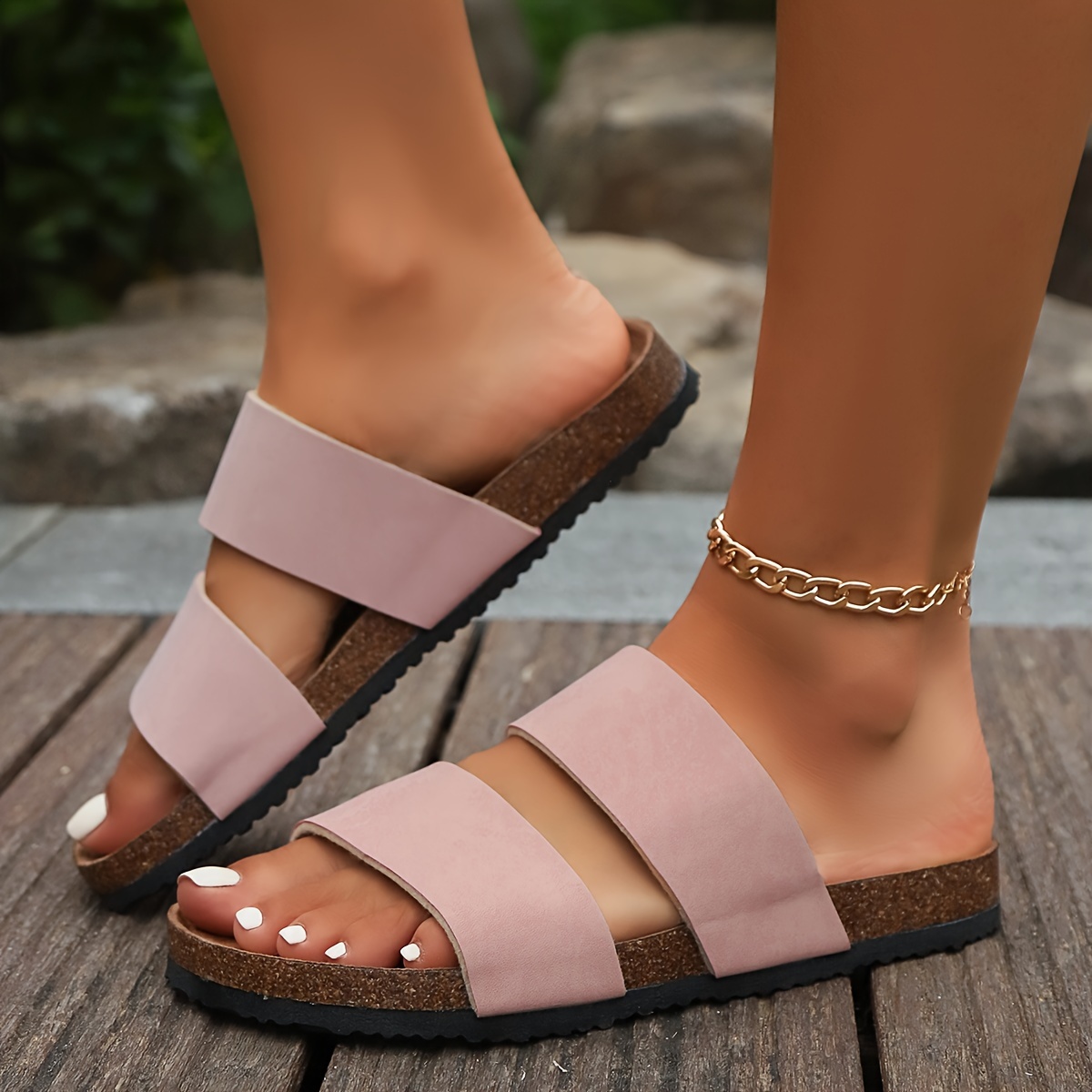 womens summer comfortable two strap sandals Product details 2