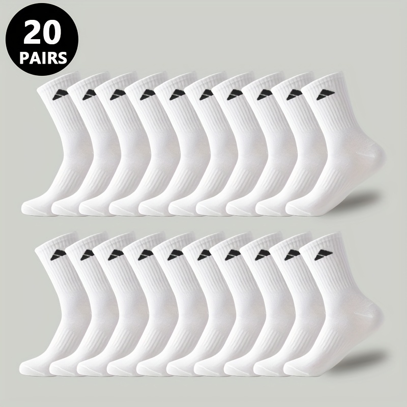 20-Paar Heren Atletische Crew Sokken - Zware Gevoerde Gym, Hardloop- en Workout Sokken