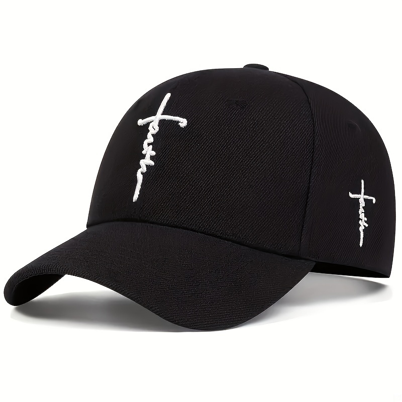 Faith Cross Embroidery Baseball Solid Color Casual Sports Hats Lightweight Adjustable Dad Hats for Women Men,Temu