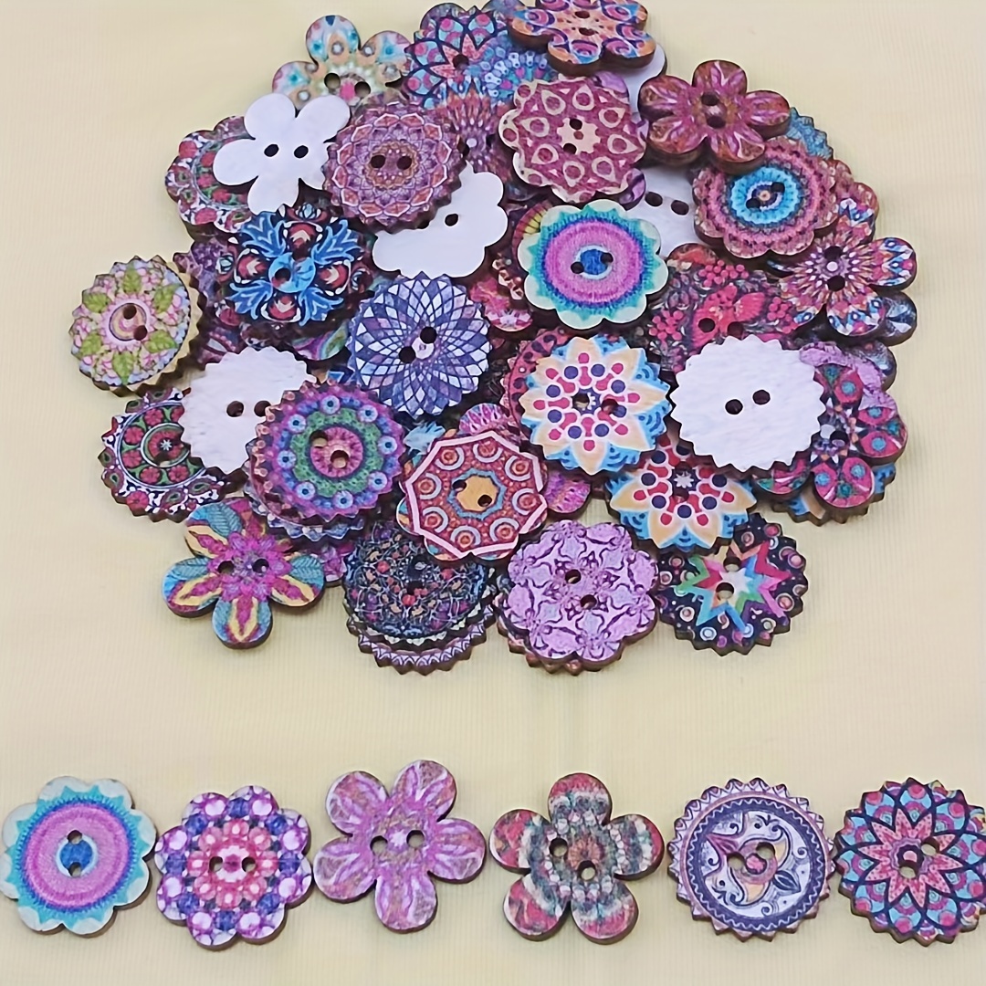 

90pcs Mixed Wooden - 20mm Decorative 2- Round For Sewing, Scrapbooking, Diy Projects, Clothes And Backpacks