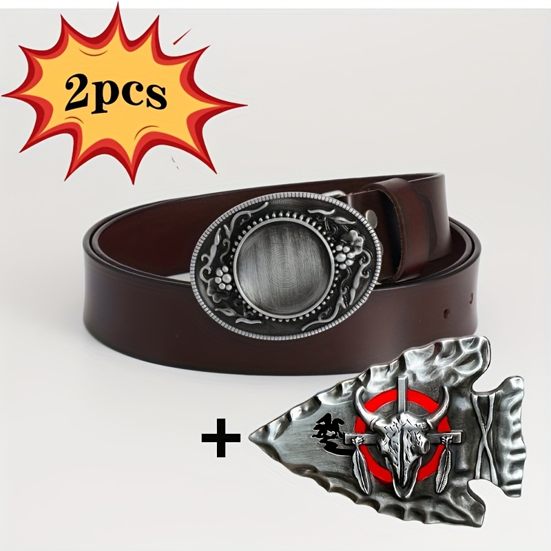 Retro Gothic Leather Belt Set Punk Style Unisex Belts