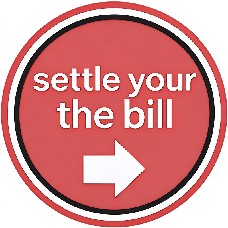 TEMU 2d Flat, Vintage Retro Round Bill Payment Sign With Right Arrow - 8x8in Suitable For Grocery Store, Diner, Market Passage Wall-mountable Plastic