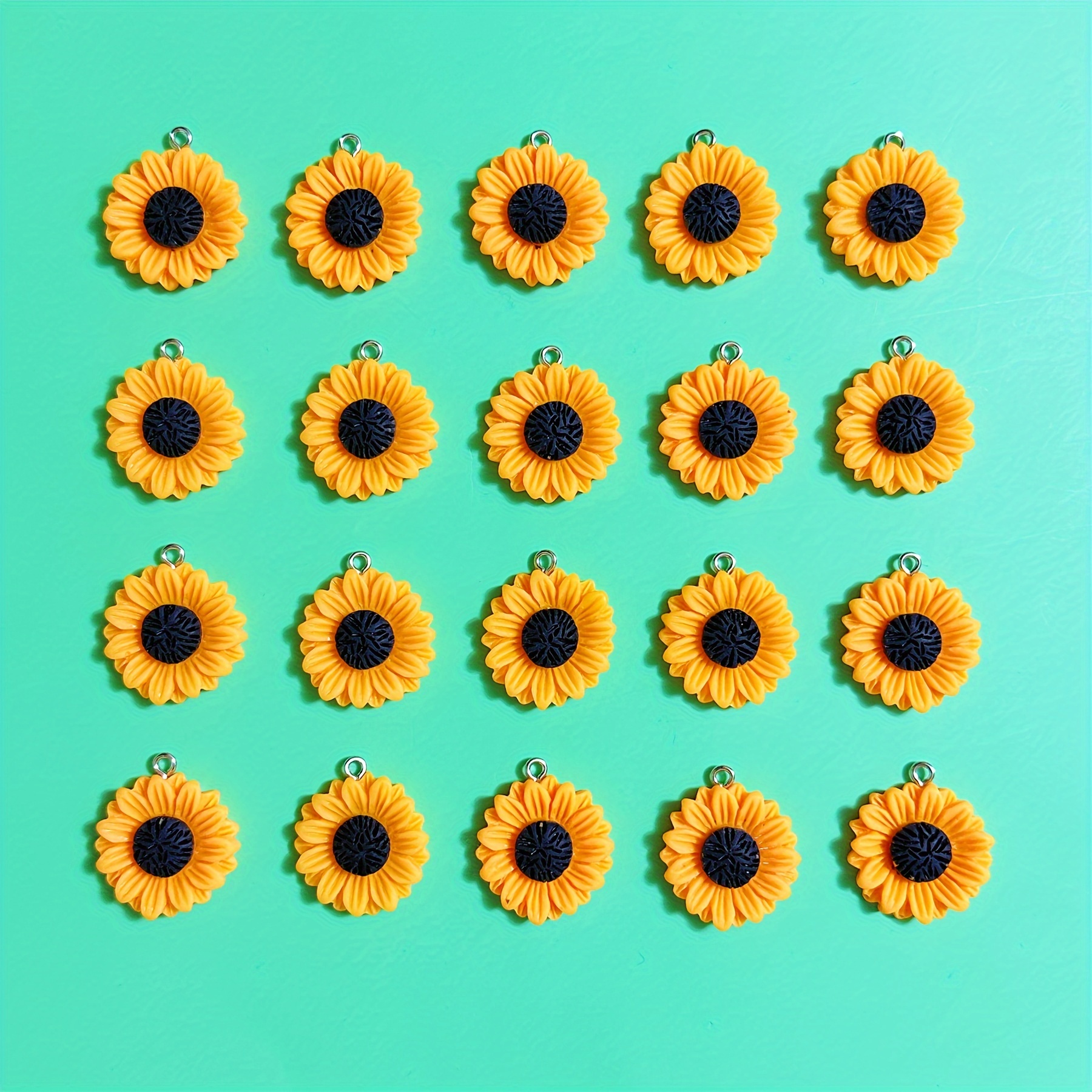 

20pcs Sun Flower Sunflower Flower Handmade Jewelry Pendant Earrings Chain Ornaments Creative Gift Earrings Necklace Bracelet Keychain Bag Pendant Resin Accessories