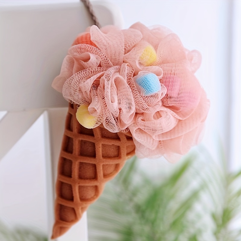 

1pc Chocolate Cone Bath Ball Ice Cream Bath Ball Rainbow Bath Ball Cute Cartoon New Ball Bath Flower