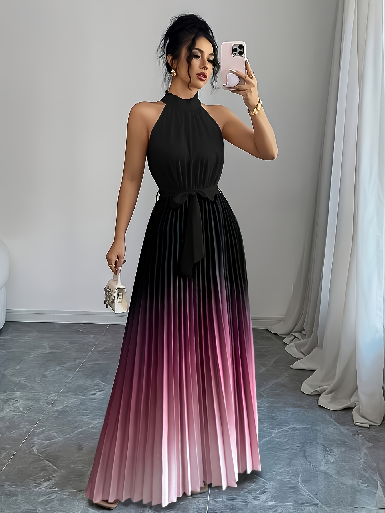 white christmas dresses Fiora Dress Ombre Print Wrap Gown Floor