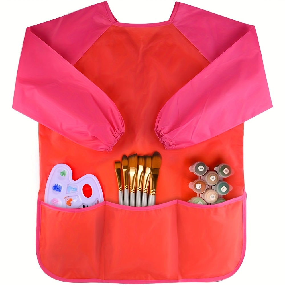 

3 Pcs Red Waterproof Art Smock Art Aprons, Painting Supplies (paints And Brushes Not Included)