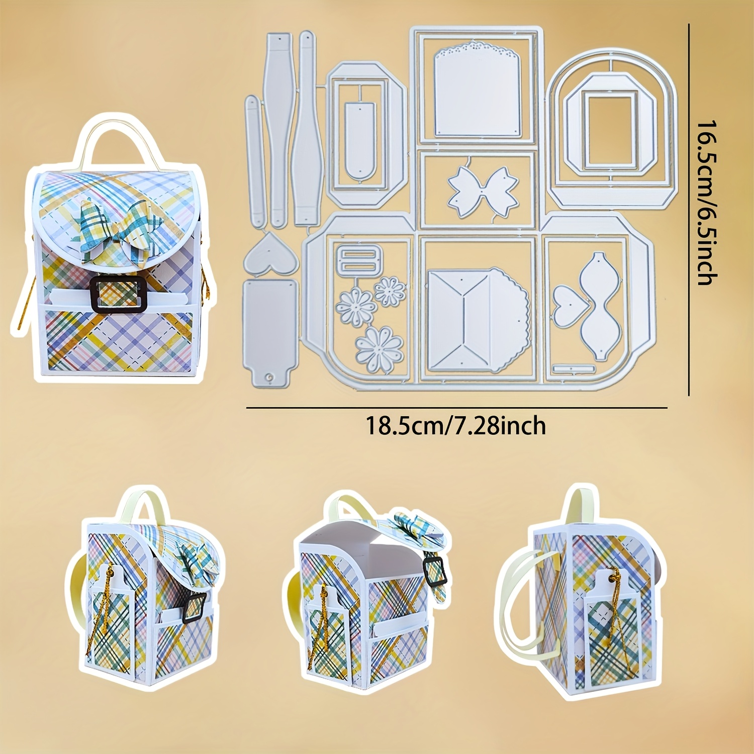 Image of Alinacraft 1set Mini Backpack Gift Box/album Die-cuts Schoolbag Treat Boxes Metal Cutting Die Cut For Handmade Paper Craft Gifts For Birthdays And Festivals - Alinacutle