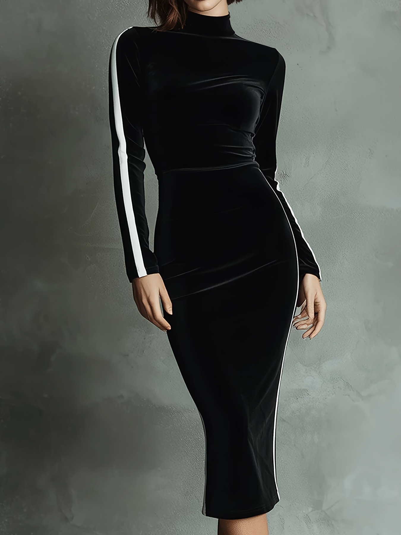 black wedding dress ball gown Velvet & Tulle Contrast Midi Dress Black / M