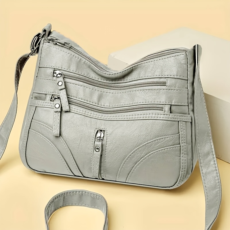 TEMU Bag - Neutral Men's/ladies Single Shoulder Crossbody Bag With Multiple Layers, New Style, Fashionable, Versatile Handbag, Casual Bag [random Zip