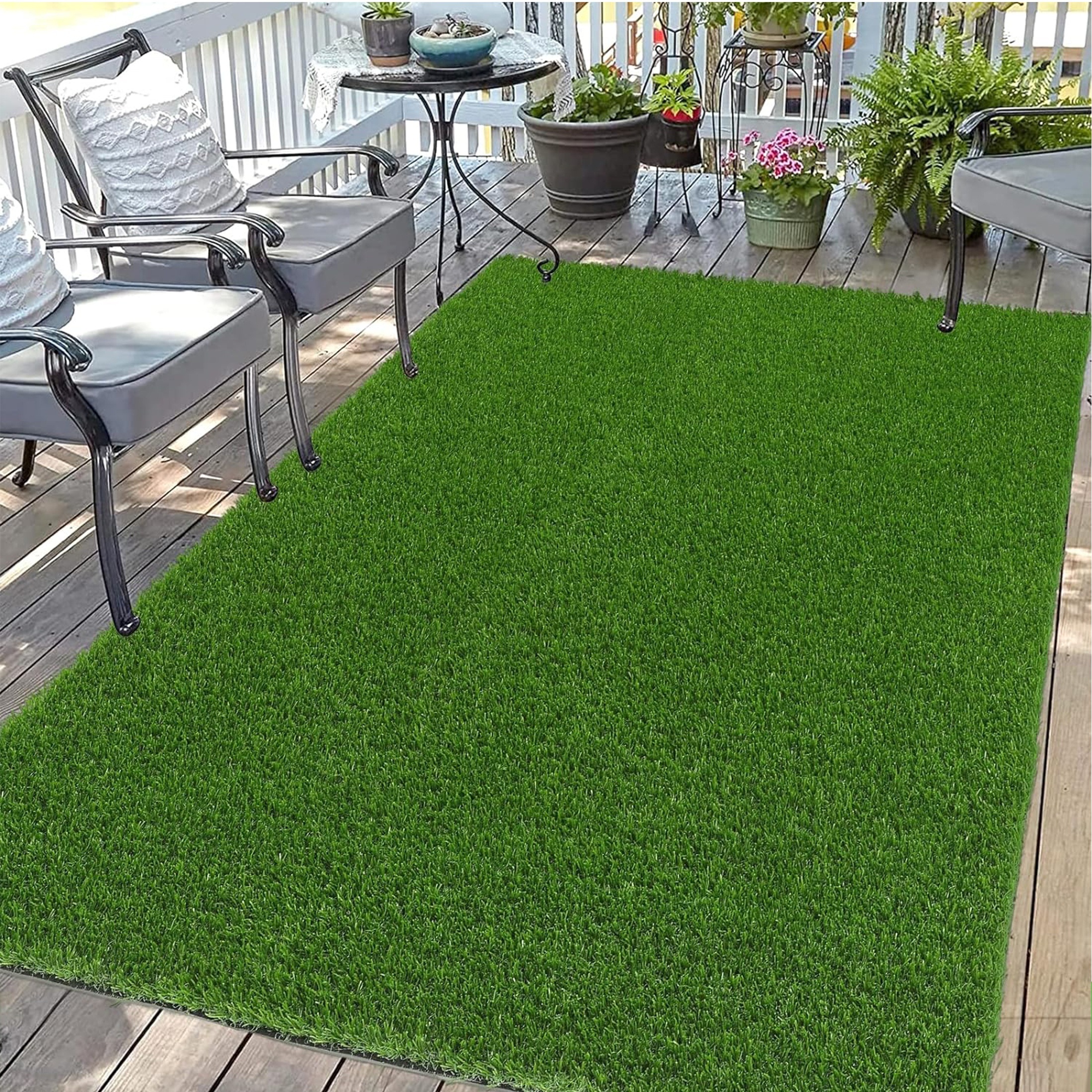 

Polyurethane Artificial Grass Carpet With 10mm Blade Height - Indoor/outdoor Realistic Mat With Drainage Holes, Non-shedding, Easy To Cut, Fire & Uv Resistant - Perfect For Pet Training & Backyard