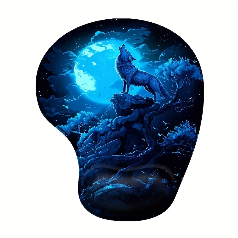 TEMU 1 pièce Tapis de souris de poignet en silicone 2D plat hurlant à - sous , 8,98*7,56 pouces. Dessus en silicone, base en PU. Cadeau unique pour