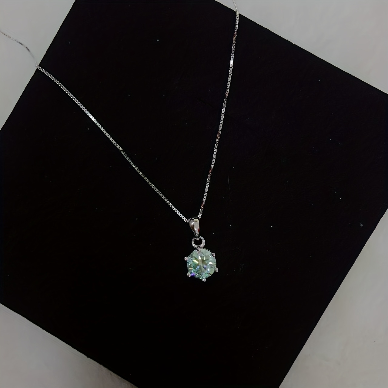 1CT Colored Moissanite Pendant Necklace — 925 Sterling Silver