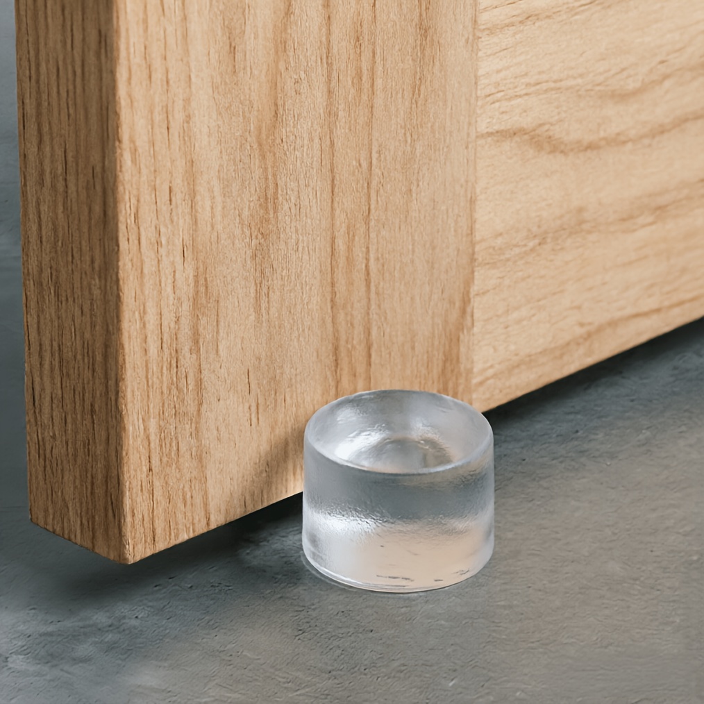 TEMU 4-pack Transparent Silicone Door Stops - No-drill Self-adhesive Door Bumpers, Dual-use Floor & Wall Silent Protectors, Heavy Duty Door Blockers